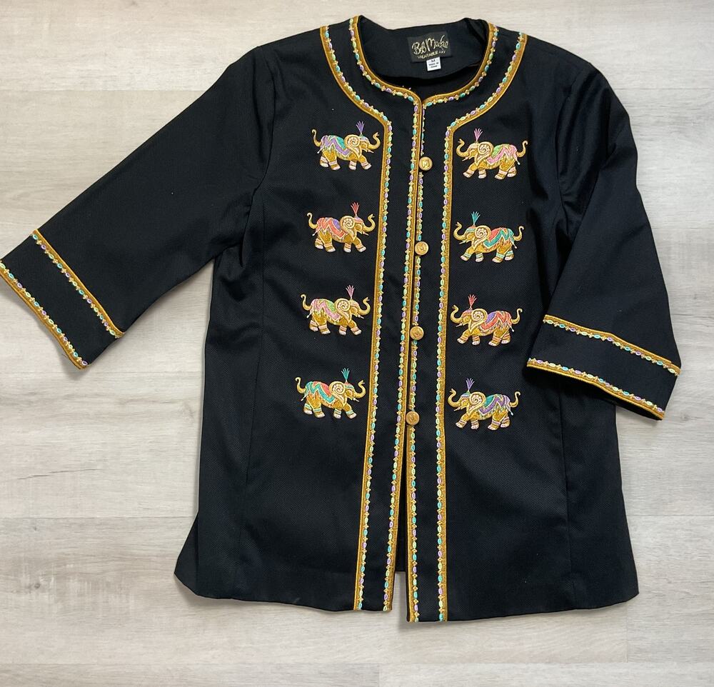 Bob Mackie Wearable Art Embroidered Elephant Jacket Womens Medium
